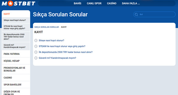 FAQ bölümü